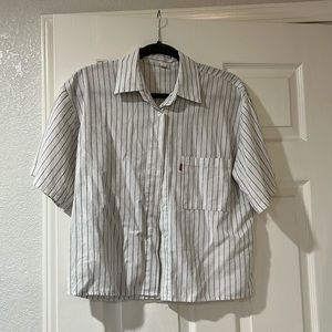Korean Short Sleeve Pinstripe Button Up (Boxy Fit)